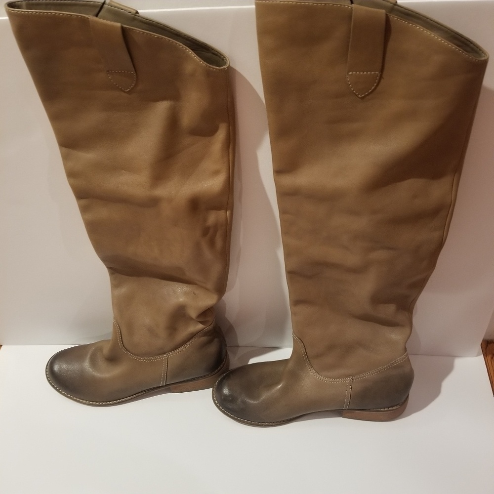 Tan knee boots size 10